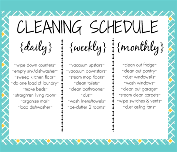 house cleaning schedule daily weekly monthly - Togo.wpart.co